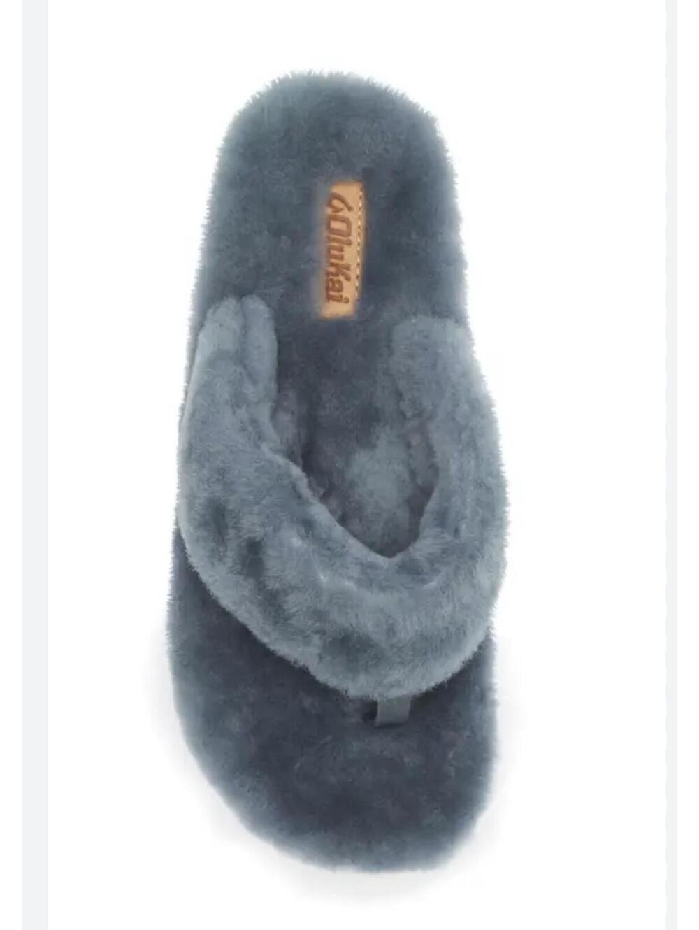 OluKai Kipea Heu Genuine Shearling Slide Sandal Size 8